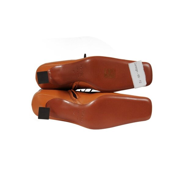 Manu Atelier Womens Duck Lace Up Boots US 7 EU 37 Brown Leather Square Toe - Picture 10 of 10